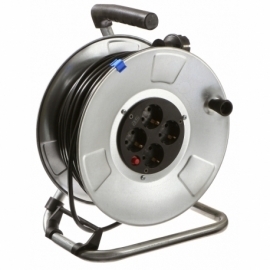 Metal cable reel 285mmØ 50 m H05VV-F 3G1,5 4 sock