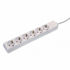 6 way socket outlet white, 1,4m 3G1,05
