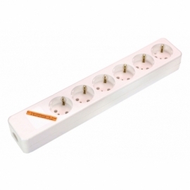 6 way socket outlet white, without any cable 