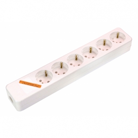 6 way socket outlet white, without any cable 