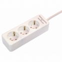 3 way socket outlet white, 1,4m H05VV-F 3G1,5 with