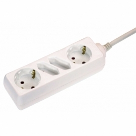 4 way socket outlet white, 2 Euro and 2 DIN 10/16A
