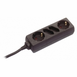 4 way socket outlet black, 2 Euro and 2 DIN 10/16A
