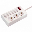 9 way socket outlet white, 6 Euro and 3 DIN 10/16A