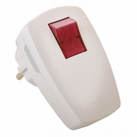 Switched angled plug with control light white