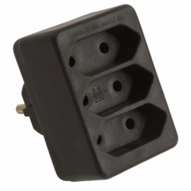 ADAPTADOR EURO, 3 BLOCO TOMADAS PRETO