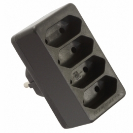 Euro-adapters, 4 way socket outlet black