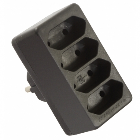 ADAPTADOR EURO, 4 BLOCO TOMADAS PRETO