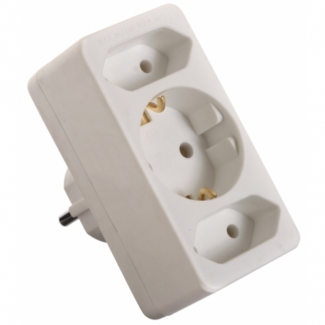 Euro-adapters, 2 Euro and 1 DIN 16A/250V white