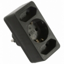 Euro-adapters, 2 Euro and 1 DIN 16A/250V black