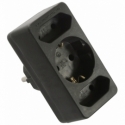 ADAPTADOR EURO, 2 EURO AND 1 DIN 16A/250V PRETO