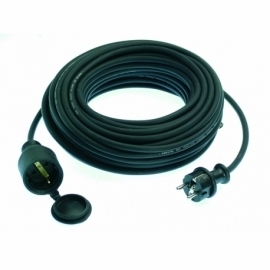 Rubber cable extension 5m H05RR-F 3G1,5 black