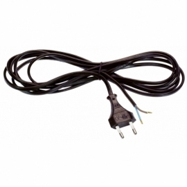 2 pole euro cord 3,0m H03VVH2-F 2x0,75 black