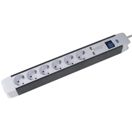 BLOCO TOMADAS FLASH 6x Schuko + 2x USB + INT 1,5m