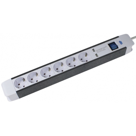 BLOCO TOMADAS FLASH 6x Schuko + 2x USB + INT 1,5m