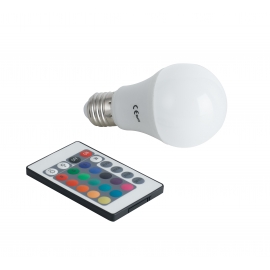 LAMPADA LED RGBW COM TELECOMANDO 24 FUNCOES E27 10