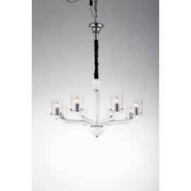 LAMPADARIO AURORA BIANCO 8XE14 73X48CM