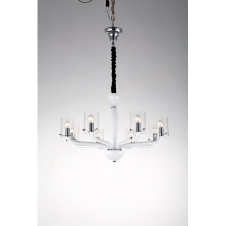 LAMPADARIO AURORA BIANCO 8XE14 73X48CM
