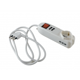 MULTIPRESA 1 SCHUKO, 2 BIPASSO E 2 USB 2.1A CON IN