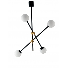 SOSPENSIONE ANTITESI NERA/ORO 4XE14 91X85X18CM