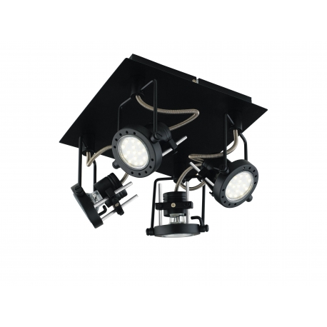 SPOT LED TECHNO ORIENTABILE NERO 4XGU10 5W 1600LM 