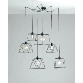 SOSPENSIONE BROOKLYN NERO 6XE27 250CM