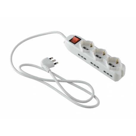 MULTIPRESA 3 SCHUKO E 6 BIPASSO CON INTERRUTTORE E
