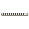 Universal alu socket strip 11X SCHUKO +switch 1.5m