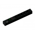 BLACK MULTIPLE 5x SCHUKO + 2x USB CHARGER + SWITCH