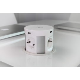 AIR TOWER BRANCO 4xTOM + Qi + 2xUSB + RJ45 + HDMI