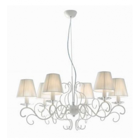LAMPADARIO PERLA BIANCO 6XE14 82CM