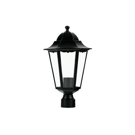 TESTA PALO LANTERNA MILANO NERA 1XE27 22X37,5CM