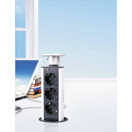 BLOCO WIDE TOWER 3xSCHUKO + 2x USB A + INT (80mm)