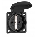 FICHA EMBUTIDA SCHUKO, PRETA, IP54