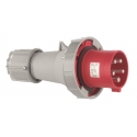 FICHA CEE, IP67, 63A, 5 PÓLOS, 400V, 6H, VERMELHO