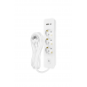 Bloco 3x SCHUKO 2P+T 16A + interruptor + carregador duplo USB A+C 3A PD 20W, 3m, branco