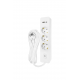 Bloco 3x SCHUKO 2P+T 16A + interruptor + carregador duplo USB A+C 3A PD 20W, 1.5m, branco