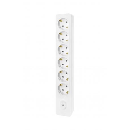 Bloco 6x SCHUKO 2P+T 16A + interruptor, sem cabo, branco