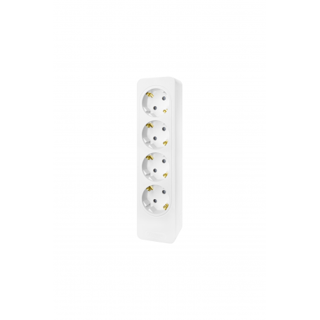Bloco 4x SCHUKO 2P+T 16A, sem cabo, branco