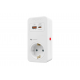 Adaptador protector sobretensões + sobrecarga + carregador duplo USB A+C 3A PD 20W 16A 250V