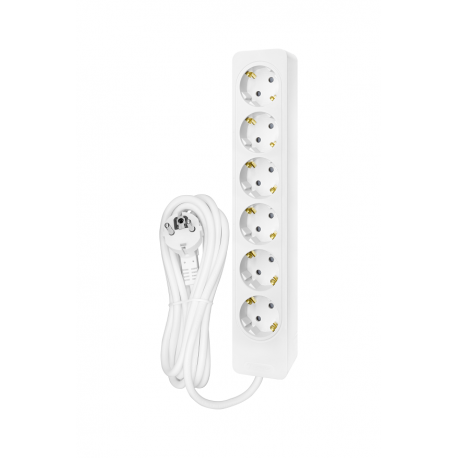 Bloco 6x SCHUKO 2P+T 16A, 1.5m, branco