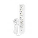 Bloco 6x SCHUKO 2P+T 16A + interruptor, 5m, branco