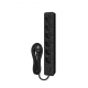 Bloco 6x SCHUKO 2P+T 16A + interruptor, 1.5m, preto