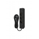 Bloco 3x SCHUKO 2P+T 16A + interruptor + carregador duplo USB A+C 3A PD 20W, 3m, preto