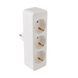 Bloco 3x SCHUKO 2P+T 16A VERTICAL branco