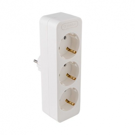 Bloco 3x SCHUKO 2P+T 16A VERTICAL branco