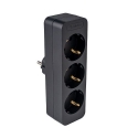 Bloco 3x SCHUKO 2P+T 16A VERTICAL preto