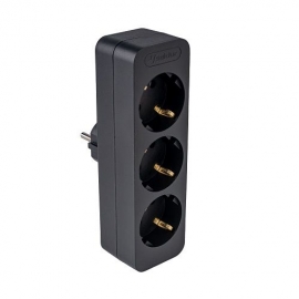 Bloco 3x SCHUKO 2P+T 16A VERTICAL preto