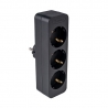 Bloco 3x SCHUKO 2P+T 16A VERTICAL preto