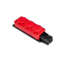 BLOCO ESTANQUE SALIENTE 3x SCHUKO 2P+T 16A vermelho IP54